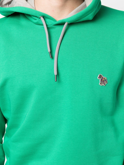 Shop Ps By Paul Smith Organic-cotton Logo-patch Hoodie In Green