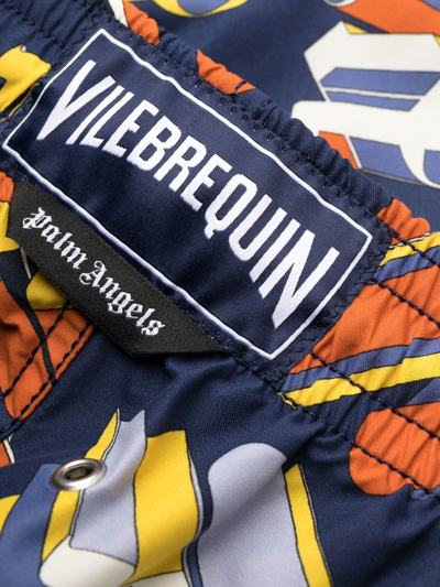 Palm Angels X Vilebrequin Logo-print Swimming Shorts In Blue
