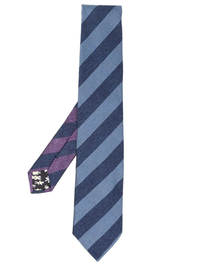 Shop Paul Smith Diagonal-stripe Silk Tie In Blue