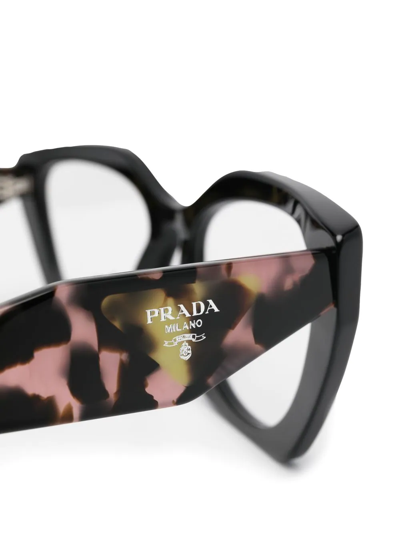 Shop Prada Cat-eye Tortoiseshell-effect Glasses In Black