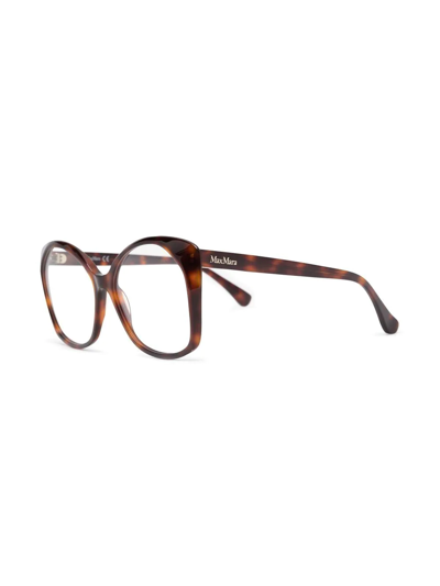 Shop Max Mara Wayfarer Optical Glasses In Brown