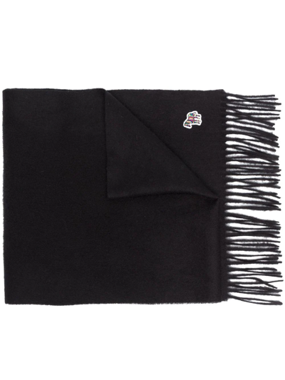 Shop Ps By Paul Smith Signature-zebra Fringed Scarf In Black
