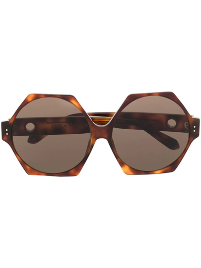 Shop Linda Farrow Tortoiseshell-effect Square Sunglasses In Brown