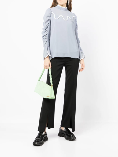 Anna Sui Ruched Lace-trim Top In Blue