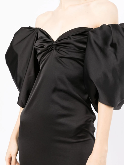Shop Anouki Off-shoulder Puff-sleeve Dress In Black