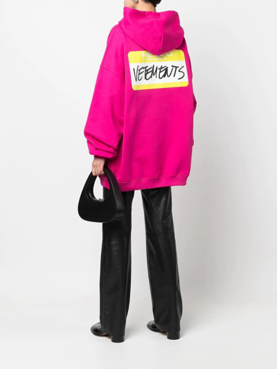 Shop Vetements 'my Name Is' Oversize Hoodie In Pink