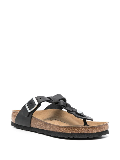 Shop Birkenstock Gizeh Braided-strap Sandals In Black