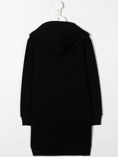 Shop Balmain Logo Print Hoodie Dress In Black