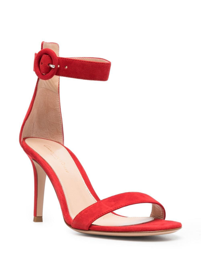 Shop Gianvito Rossi Portofino 85mm Suede Sandals In Red