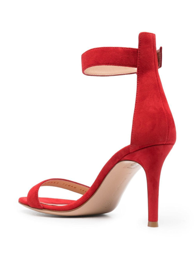 Shop Gianvito Rossi Portofino 85mm Suede Sandals In Red