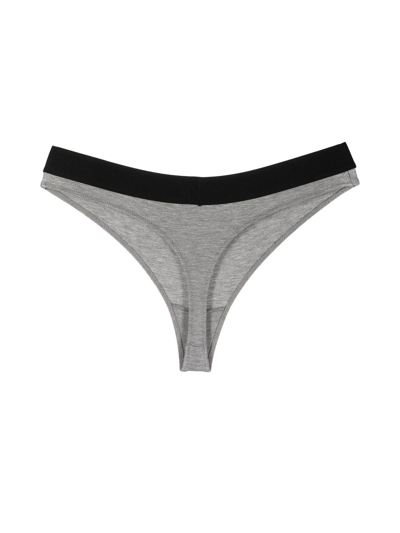 Shop Tom Ford Logo-waistband Thong In Grey