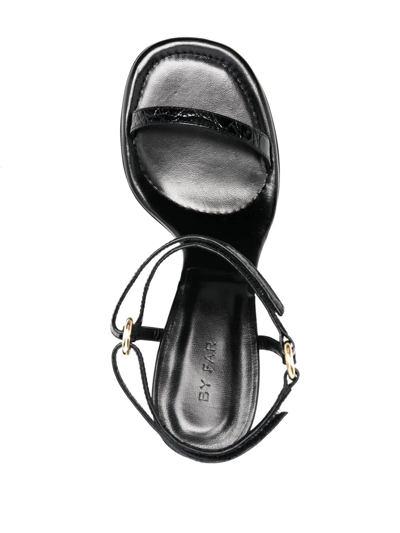 Shop By Far Embossed Touch-strap 110mm Sandals In Black