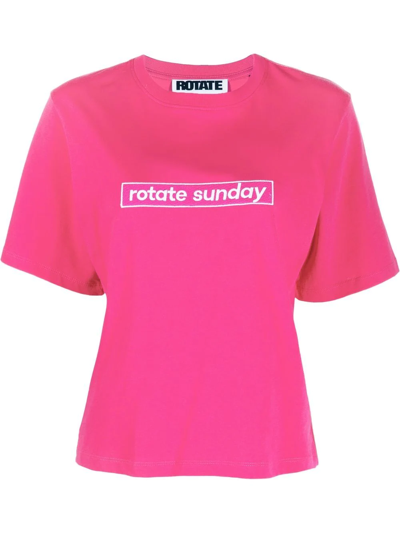 Shop Rotate Birger Christensen Aster Logo T-shirt In Pink