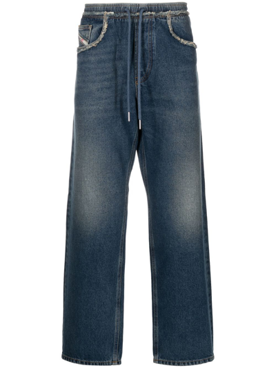 Shop Diesel D-sert Cropped Straight-leg Jeans In Blue