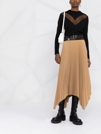 Alexander Mcqueen Sheer-chevron Wool-blend Sweater In Black