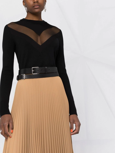Alexander Mcqueen Sheer-chevron Wool-blend Sweater In Black