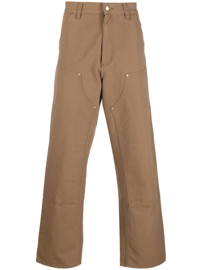 Carhartt Double Knee Organic Cotton Trousers In Brown | ModeSens