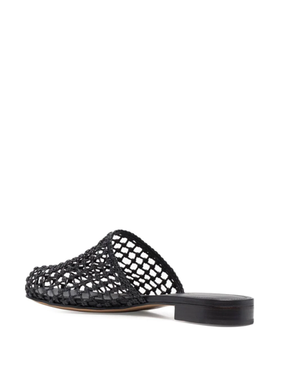 Ferragamo Woven-design Leather Mules In Black