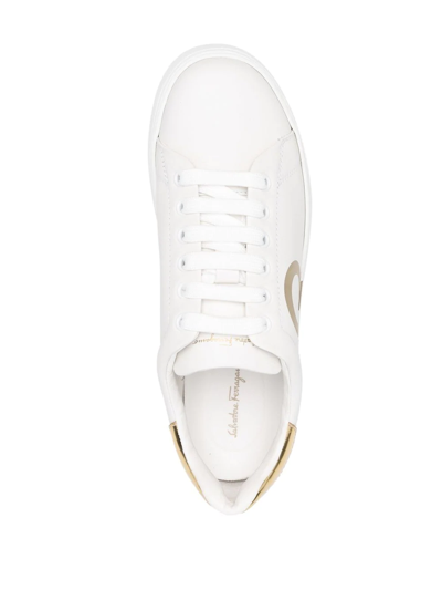 Ferragamo Number Leather Low-top Sneakers In White