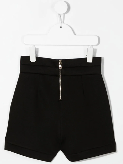 Shop Balmain Logo-print Decorative-buttons Shorts In Black