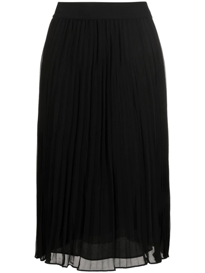 Shop Dkny Chiffon Midi Skirt In Black