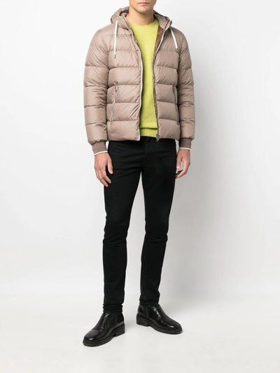 Shop Herno Feather-down Padded Bomber Jacket In Neutrals