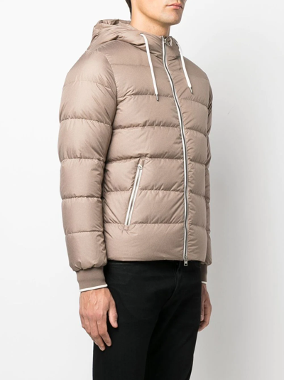 Shop Herno Feather-down Padded Bomber Jacket In Neutrals