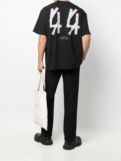 Shop 44 Label Group Slogan-print Cotton T-shirt In Black