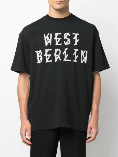 Shop 44 Label Group Slogan-print Cotton T-shirt In Black