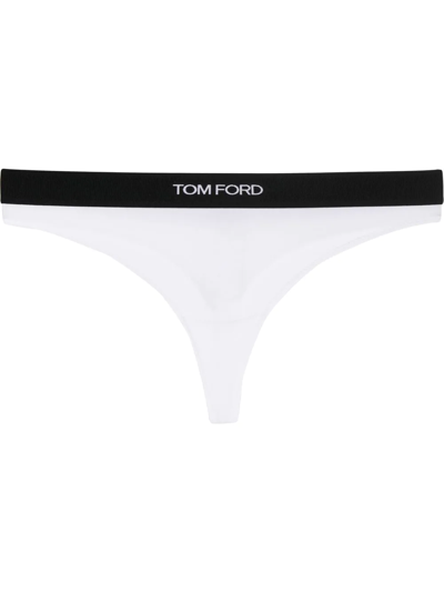 Shop Tom Ford Logo-waistband Thong In White