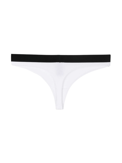 Tom Ford Signature White Thong With Branded Waistband In Stretch Modal Woman In White