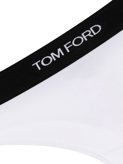 Tom Ford Signature White Thong With Branded Waistband In Stretch Modal Woman In White