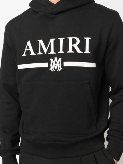 Shop Amiri Logo-print Cotton Hoodie In Black