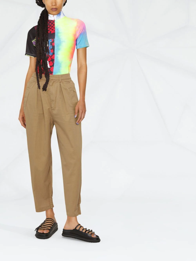 Dsquared2 Woman Khaki Cotton Trousers With Pence In Neutrals