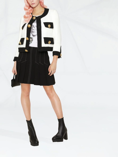 Dsquared2 Two Tone Tweed Boxy Jacket In White