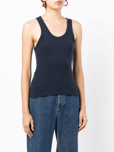 Shop Re/done Ribbed-knit Vest Top In Blue
