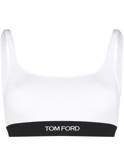 Shop Tom Ford Logo-band Sport Bralette In White