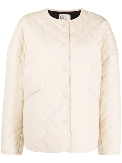 Shop Totême Quilted Cotton Jacket In Neutrals