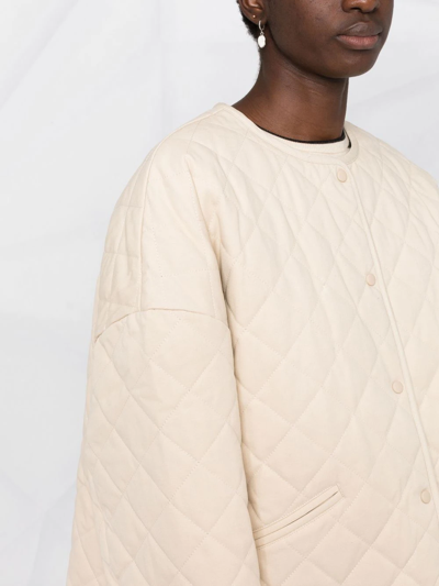 Shop Totême Quilted Cotton Jacket In Neutrals