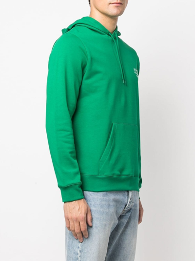 Shop Apc Marvin Logo-print Hoodie In Green