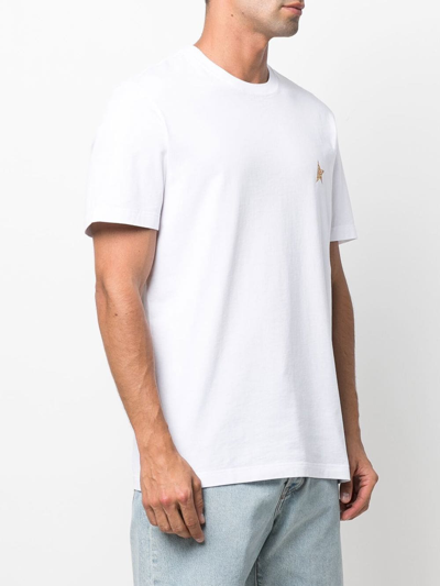 Shop Golden Goose Glittered-star Cotton T-shirt In White