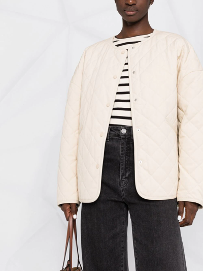 Shop Totême Quilted Cotton Jacket In Neutrals