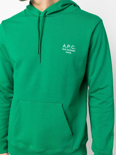 Shop Apc Marvin Logo-print Hoodie In Green