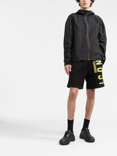 Dsquared2 Vertical Icon Print Jersey Sweat Shorts In Black