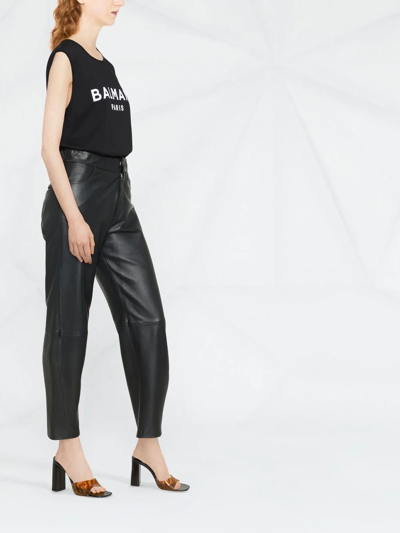 Shop Balmain Logo-print Sleeveless T-shirt In Black