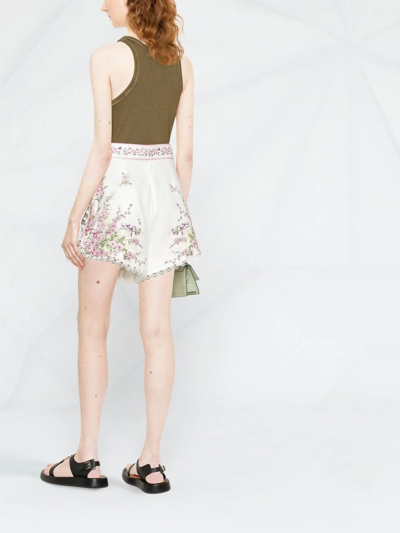 Shop Zimmermann Jude Floral-print Shorts In White