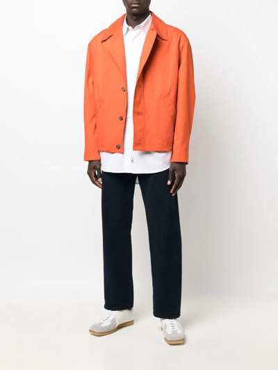 Shop Ader Error Classic Collar Shirt Jacket In Orange