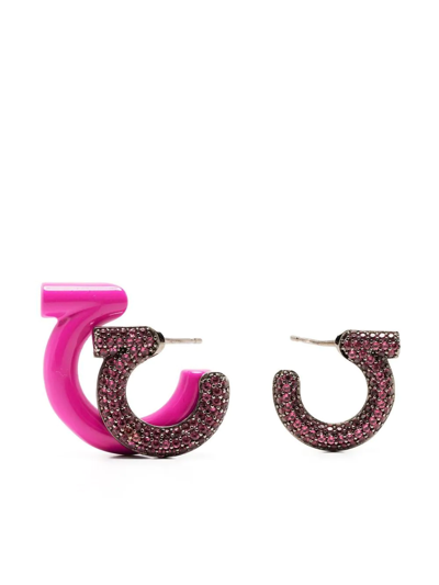 Ferragamo Salvatore  Gancini Embellished Earrings In Pink