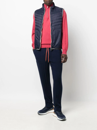 Shop Brunello Cucinelli Zipped-up Padded Gilet In Blue