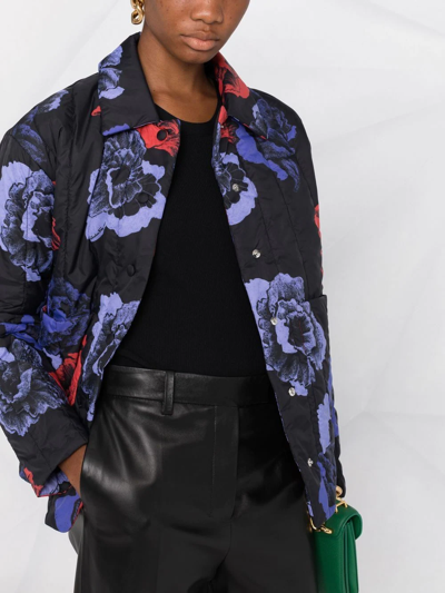 Ferragamo Floral-print Jacket In Black